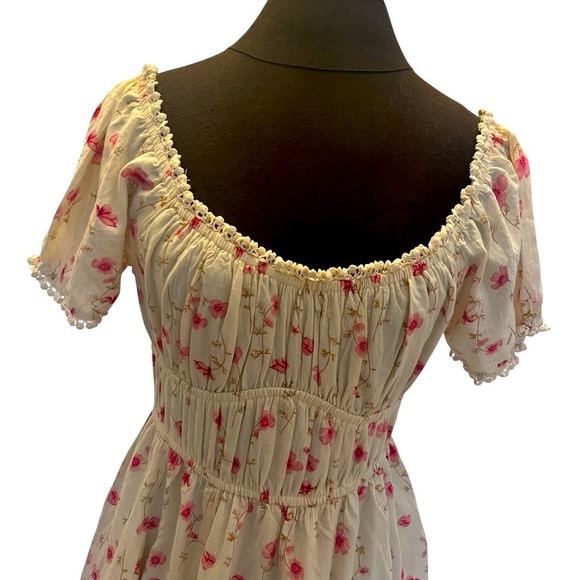 NWT Sim & Sam Floral Linen Blend Baby Doll Wench Dress Floral Medium New - Picture 2 of 10